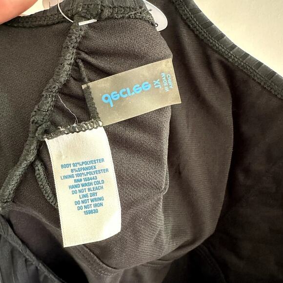 NWT Decree Black Ribbed One Piece Swimsuit Women XL Cheeky - Picture 7 of 7